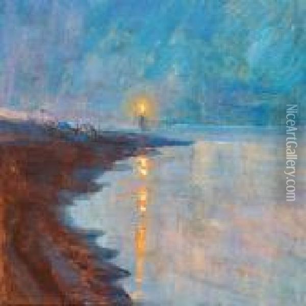Sunset, Skagen Oil Painting - Peder Severin Kroyer