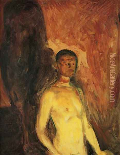 Self-Portrait in Hell Oil Painting - Edvard Munch