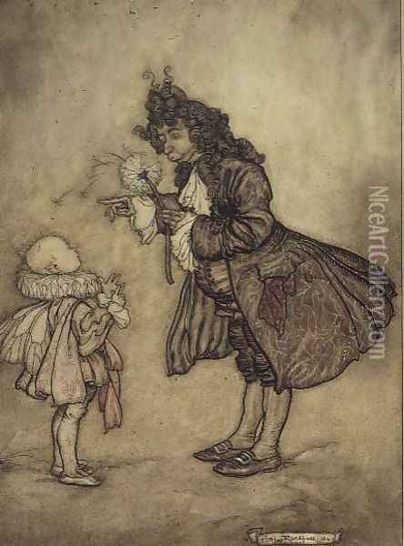 When Her Majesty Wants to Know the Time, from Peter Pan in Kensington Gardens by J.M. Barrie, pub. by Hodder and Stoughton, 1906 Oil Painting - Arthur Rackham