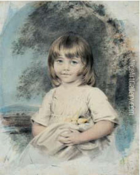 Portrait D'une Petite Fille De La Famille Middleton Oil Painting - John Downman