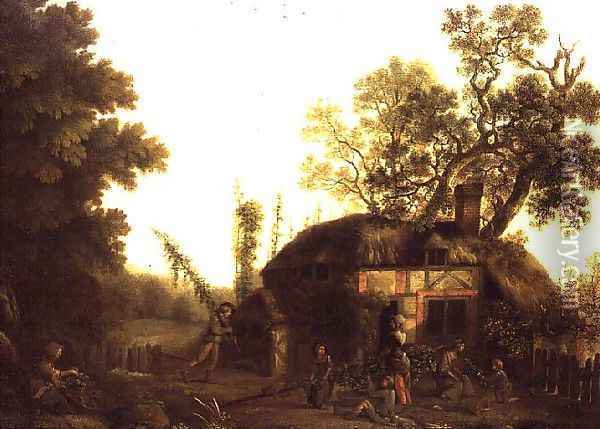 Hop-Picking, c.1760 Oil Painting - George, of Chichester Smith