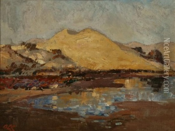 Mountain Landscape With A Pool In The Foreground Oil Painting - Robert Gwelo Goodman