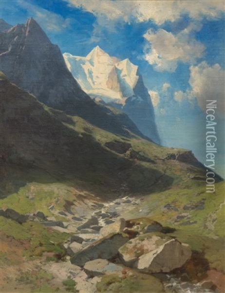 Wetterhorn Oil Painting - Alexandre Calame