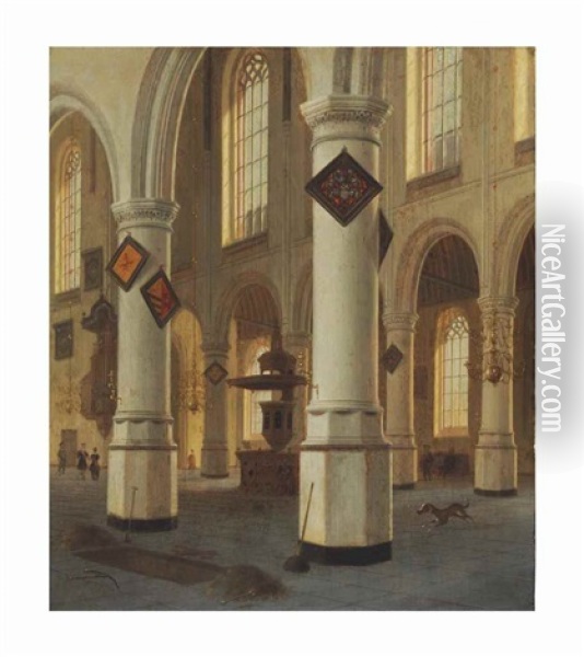 Interior Of The Oude Kerk, Delft Oil Painting - Hendrick Cornelisz van der Vliet