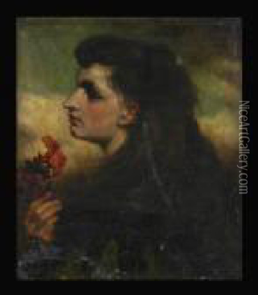 Pre-raphaelite-styleportrait Of A Woman Oil Painting - School Pre-Raphaelite