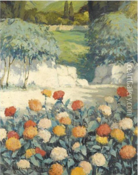 The Flower Bed Oil Painting - Alexander Altmann