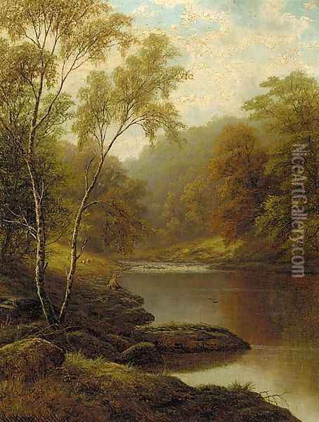 On the Wharf, Bolton Woods, Yorkshire Oil Painting - William Mellor