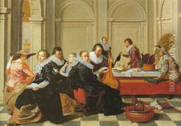 Reunion Musicale Dans Un Interieur Bourgeois Hollandais Oil Painting - Willem Cornelisz Duyster
