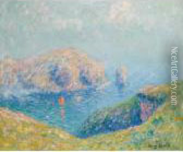 Vue De La Baie Avec Voilier Oil Painting - Henri Moret