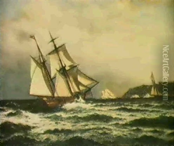 Schooner Off The Labrador Coast Oil Painting - William Bradford