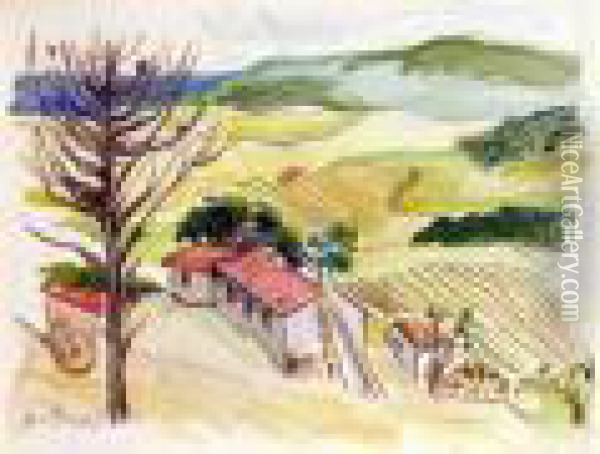 French Countryside Oil Painting - Boris Dimitrevich Grigoriev