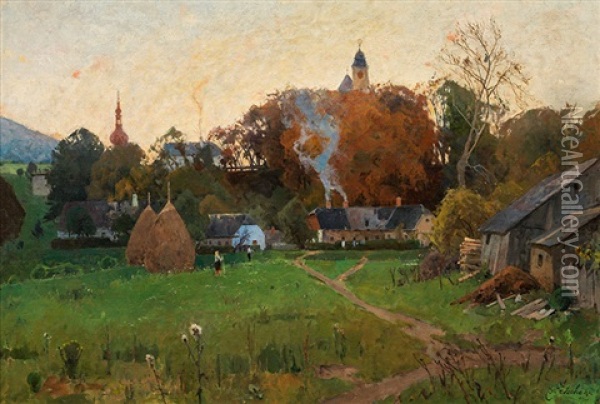 View Of Heiligenkreuz Oil Painting - Eduard Zetsche