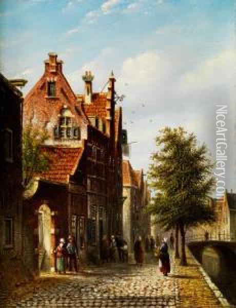 Amsterdamer Gracht Oil Painting - Jan Jacob Coenraad Spohler
