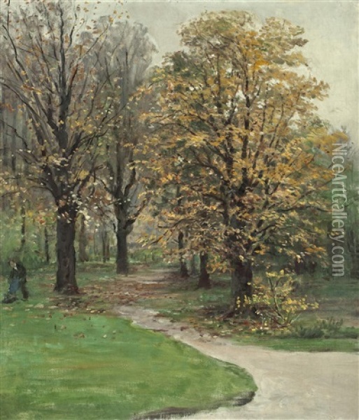 Herbstwald Oil Painting - Julius von Blaas