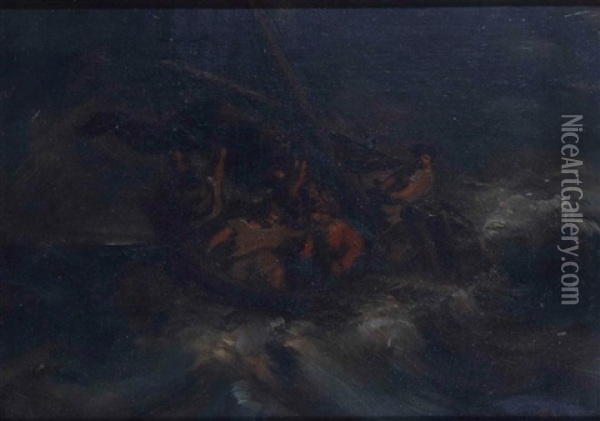 Le Christ Priant Pendant La Tempete Oil Painting - Pierre Andrieu