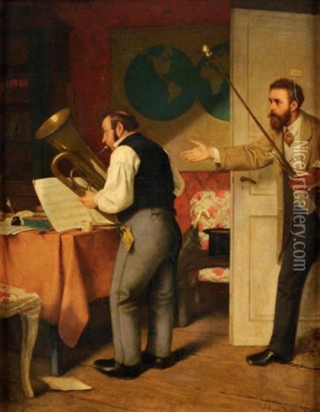 Les Musiciens Oil Painting - Carl Konrad Julius Hertel