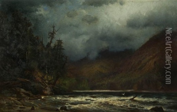 River Landscape Oil Painting - Alfred Wordsworth Thompson