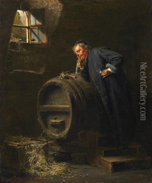 Die Weinprobe Oil Painting - Eduard von Gruetzner
