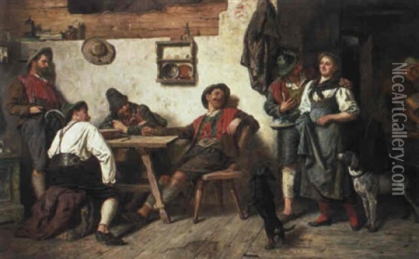 In Der Almhuette Oil Painting - Heinrich Rettig
