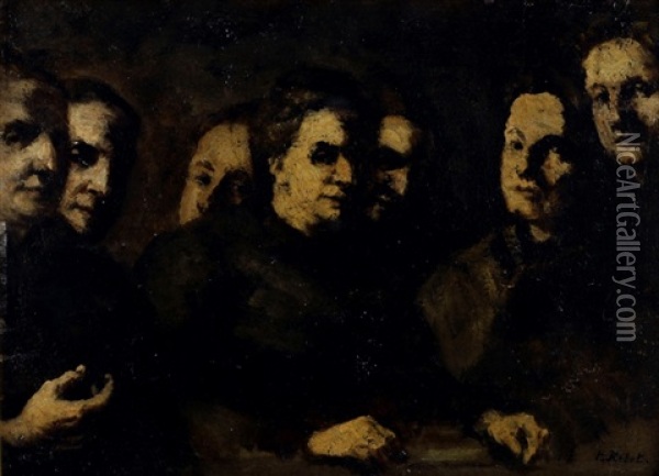 People Oil Painting - Theodule Ribot