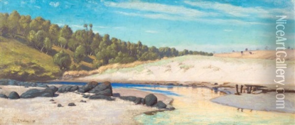Honeysuckle Creek Cape Schanck Oil Painting - John Mather