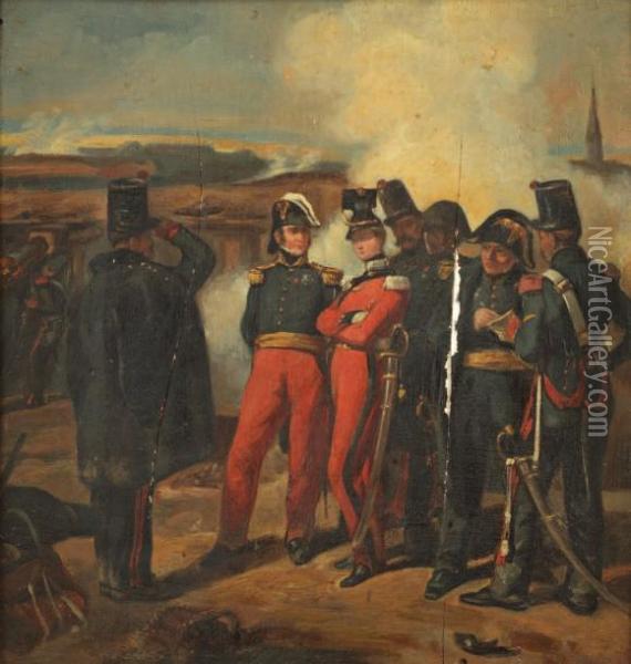 Le Duc De Nemours Dans La Trancheed'anvers Oil Painting - Victor Amedee Faure
