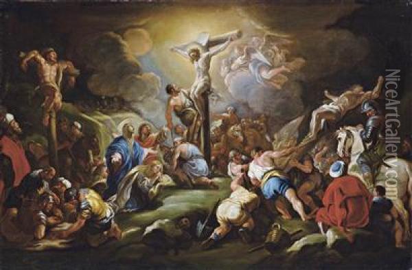 Crucifixion Oil Painting - Giuseppe Simonelli