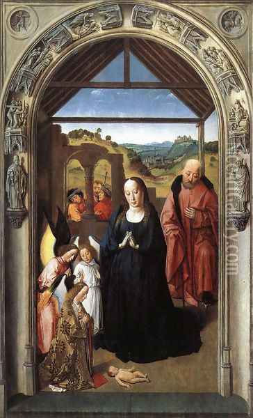 Nativity c. 1445 Oil Painting - Dieric the Elder Bouts