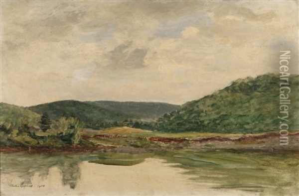 Pool On The Upper Beaverkill', 1908 Oil Painting - Chester Loomis