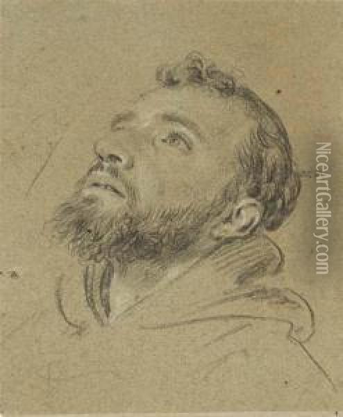 Bust Study Of Saint Francis, Looking Up And To Theleft Oil Painting - Agostino Masucco Masucci