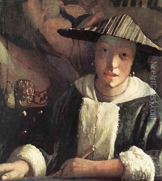 Young Girl with a Flute 1666-67 Oil Painting - Jan Vermeer Van Delft