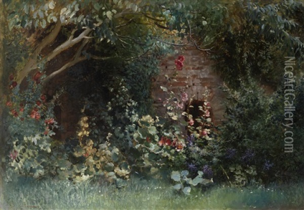 Garden In Bloom Oil Painting - Konstantin Egorovich Makovsky