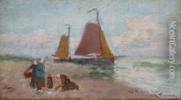 Dutch Coastal Scene Oil Painting - Jessie Leach France