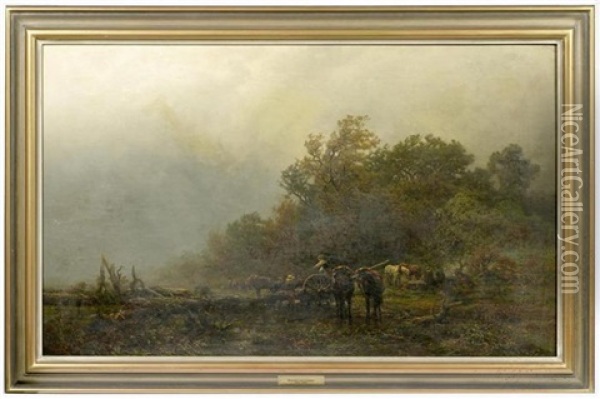 Holzarbeiter Am Waldrand Oil Painting - Wilhelm Lommen