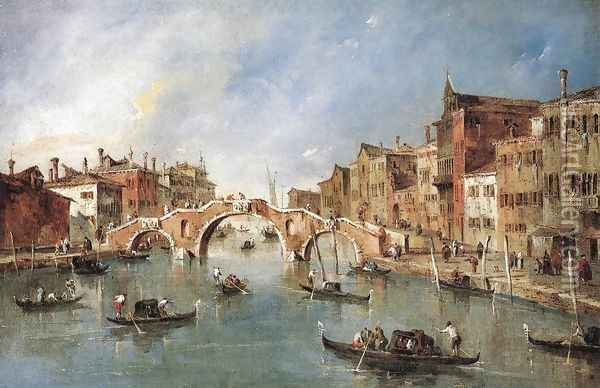 The Three-Arched Bridge at Cannaregio 1765-70 Oil Painting - Francesco Guardi
