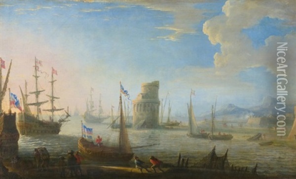 Handelsschiffe Und Fischerboote Vor Der Hafeneinfahrt Oil Painting -  Zeeman