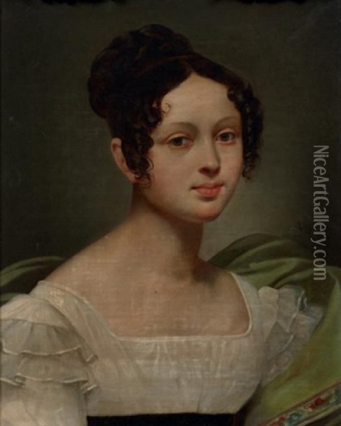 Portrait De Femme Oil Painting - Pierre Antoine Augustin Vafflard