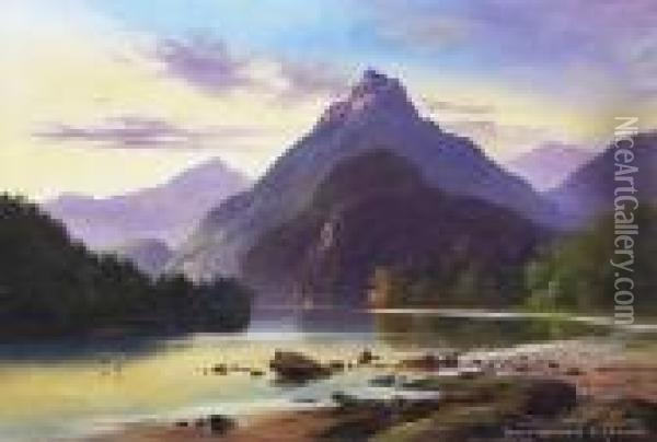 Hollyford Valley Oil Painting - Henry William Kirkwood
