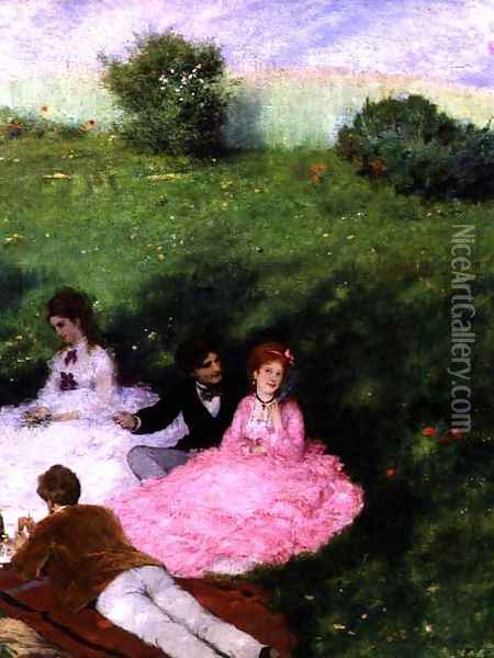 Picnic in May (detail) Oil Painting - Pal Merse Szinyei