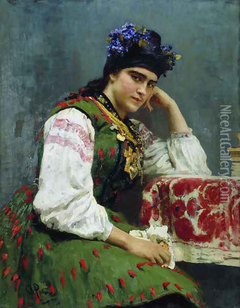 Portrait of Sophia Mikhailovna Dragomirova, general Mikhail Ivanovich Dragomirov's daughter Oil Painting - Ilya Efimovich Efimovich Repin
