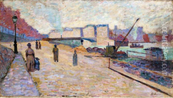 Quai De La Seine A Paris Oil Painting - Armand Guillaumin