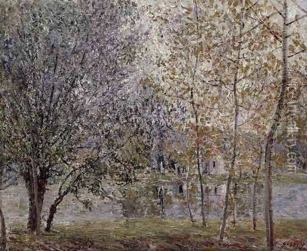 The Loing Canal in Spring, 1892 Oil Painting - Alfred Sisley