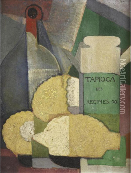 Still Life With Lemons And Tapioca Oil Painting - Angel Zarraga Arguelles