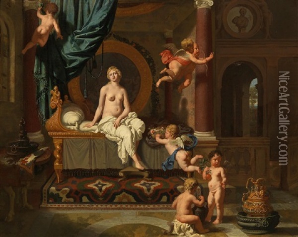 Herse Awaiting The Arrival Of Mercury Oil Painting - Gerard de Lairesse