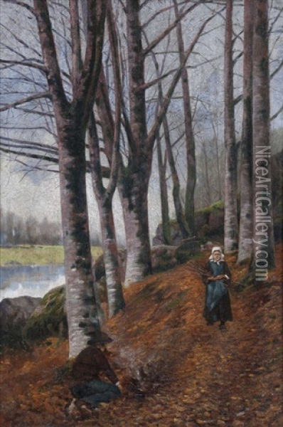 On The Banks Of The Laita, Finistiere Oil Painting - Joseph Malachy Kavanagh