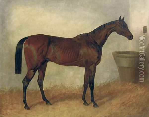 Merry Monarch A Bay Mare In a Stable 1845 Oil Painting - John Frederick Herring Snr