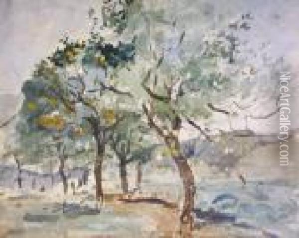 Orange Trees And Path In Sunshine Oil Painting - Nathaniel Hone