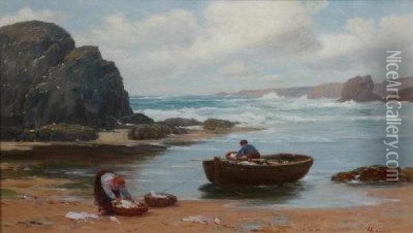 Unloading The Catch. Oil Painting - Alexander Young