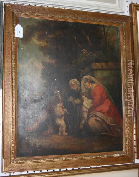 The Holy Family And The Infant St John Within A Landscape Oil Painting - Robert Smirke