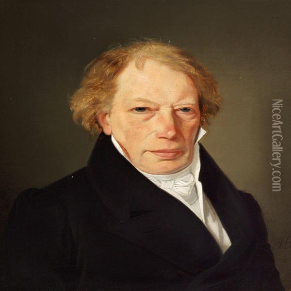 A Pair Of Portraitsof Jens Von Benzon Oil Painting - Wilhelm Ferdinand Bendz